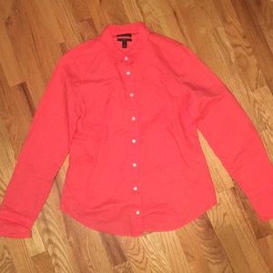 J Crew Perfect Fit Coral Linen Blend Top Size 10
